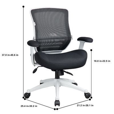 Chaise informatique à treillis ergonomique à 360 rouleaux avec réglage de la hauteur et fonction de soutien de la taille