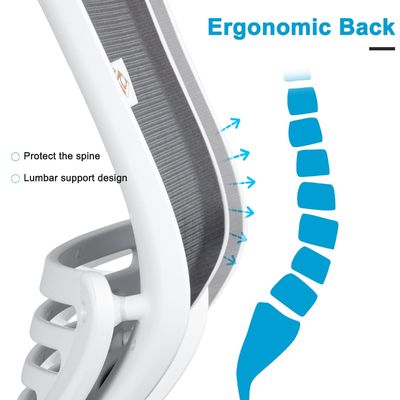 Chaise informatique à treillis ergonomique à 360 rouleaux avec réglage de la hauteur et fonction de soutien de la taille