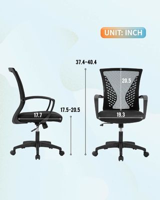 Chaise de bureau à ascenseur à gaz direct avec fonction de soutien de la taille et poids maximum de 300 livres
