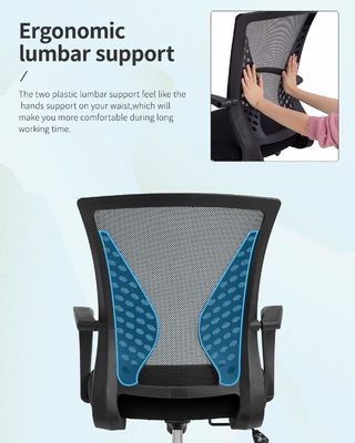 Chaise de bureau à ascenseur à gaz direct avec fonction de soutien de la taille et poids maximum de 300 livres