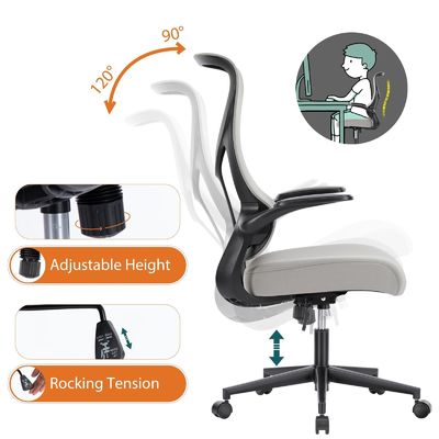 Chaise en maille à dos haut avec appuie-bras pliables et support lombaire, emballement du courrier inclus