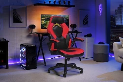 Chaise de jeu 360 pivotante ALINUNU Style de course Dos haut PC Bureau d'ordinateur avec repose-tête