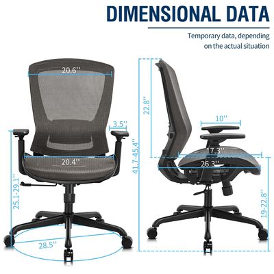Chaise de bureau en treillis métallique à 360 rouleaux / réglable en hauteur / reclinable Chaise de bureau robuste et ergonomique