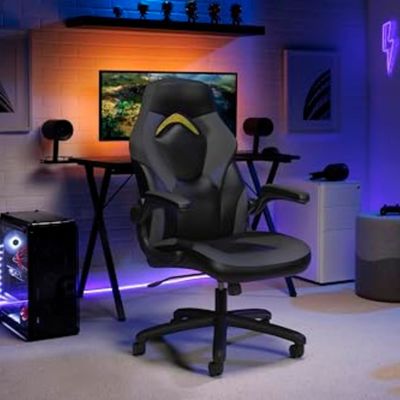 Chaise de jeu à dos élevé en cuir de style de course, ergonomie 360 pivotement, PC, fauteuil de bureau