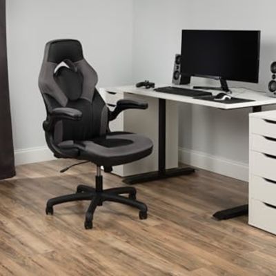 Chaise de jeu à dos élevé en cuir de style de course, ergonomie 360 pivotement, PC, fauteuil de bureau