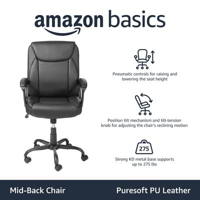 26&quot;D x 23,75&quot;W x 42&quot;H Dos du milieu Pure PU Bureau Chaise de bureau d'ordinateur avec 3 ascenseurs à gaz