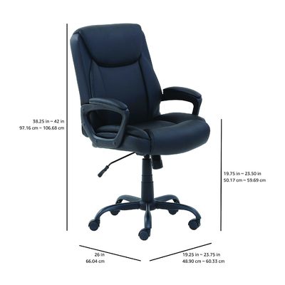 26&quot;D x 23,75&quot;W x 42&quot;H Dos du milieu Pure PU Bureau Chaise de bureau d'ordinateur avec 3 ascenseurs à gaz