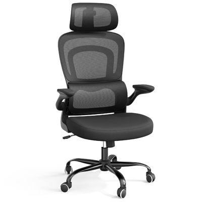 Chaise de bureau en treillis métallique ergonomique de conception moderne avec support lombaire et bras pliables