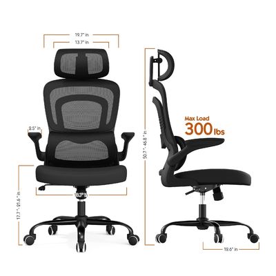 Chaise de bureau en treillis métallique ergonomique de conception moderne avec support lombaire et bras pliables