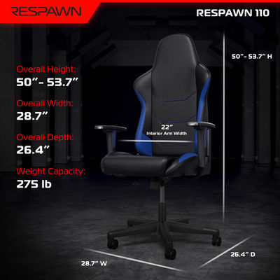 Chaise de jeu ergonomique confortable avec tissu réglable et appuie-tête intégré