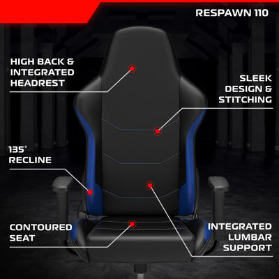Chaise de jeu ergonomique confortable avec tissu réglable et appuie-tête intégré