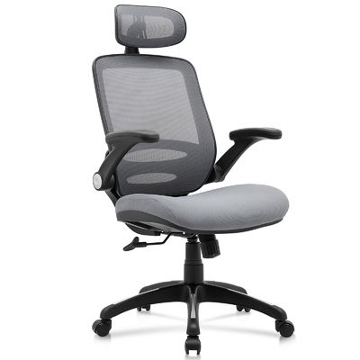 Taille réglable Chaise de bureau à dos en maille haute avec bras pliables et style de design moderne