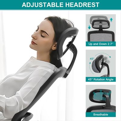 Taille réglable Chaise de bureau à dos en maille haute avec bras pliables et style de design moderne