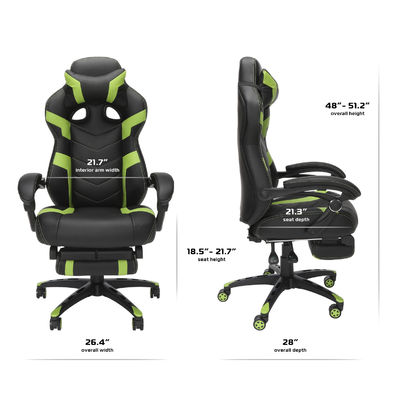 Chaise d'ordinateur de jeu ergonomique en aluminium de type métallique avec appuie-tête intégré