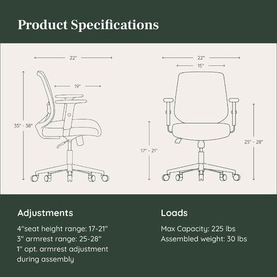 Chaise de bureau pour ordinateur à treillis pivotants 360 avec repos lombaire réglable et accoudoirs 30 lbs