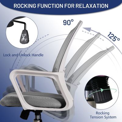 Chaise de bureau pivotante Silla Oficina Mesh Chaise de travail ergonomique Mid back pour le travail des adultes
