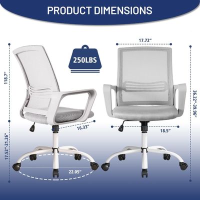 Chaise de bureau pivotante Silla Oficina Mesh Chaise de travail ergonomique Mid back pour le travail des adultes