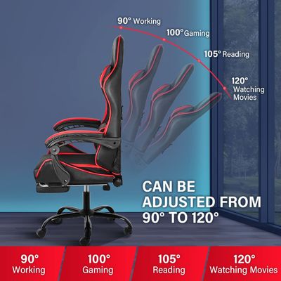 Chaise de jeu ergonomique avec repose-pieds et support lombaire 20&quot;D x 25&quot;W x 46&quot;H/360 pivotante