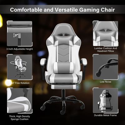Poids de l'article 33 livres Chaise de jeu avec repose-pieds et soutien lombaire en tissu ergonomique