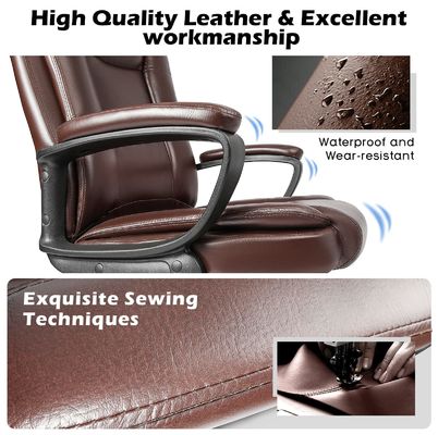 Chaise d'ordinateur à dos haut marron 400 lbs grande et haute chaise de bureau de gestion