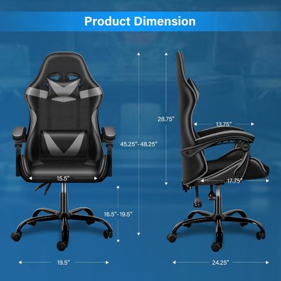 Chaise de jeu vidéo ergonomique avec repose-pieds et soutien lombaire