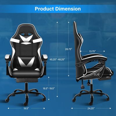 Chaise de jeu en tissu ergonomie avec repose-pieds et support lombaire