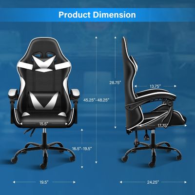 Matériau du siège en plastique Type chaise de jeu vidéo ergonomique avec repose-pieds et support lombaire