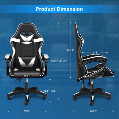 Matériau du siège en plastique Type chaise de jeu vidéo ergonomique avec repose-pieds et support lombaire