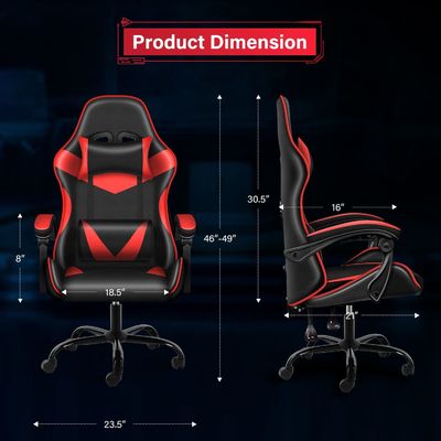 Assise en plastique Chaise de jeu informatique en tissu avec repose-pieds et support lombaire Ergonomie