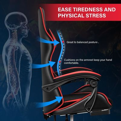 Assise en plastique Chaise de jeu informatique en tissu avec repose-pieds et support lombaire Ergonomie