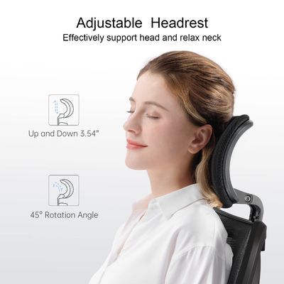 Appuie-bras 2D Appuie-poitrine lombaire Appuie-tête réglable Chaise de bureau à inclinaison pivotante pour gros et grands