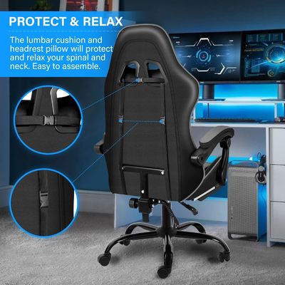 Assise en plastique Chaise de jeu ergonomique avec repose-pieds et soutien lombaire Poids 33 livres