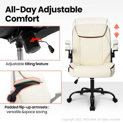 Chaise de bureau à domicile réglable avec appuie-bras et roues pivotantes