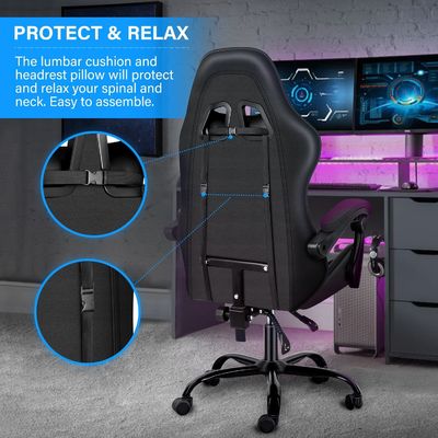 Salle de jeux ALINUNU Chaise de jeux vidéo ergonomie informatique avec repose-pieds et support lombaire