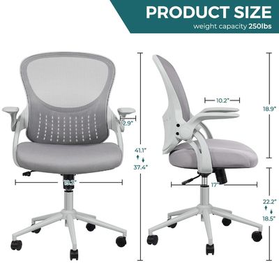 Emballage du courrier Y Chaise de bureau d'ordinateur en maille ergonomique avec support lombaire et bras pliables