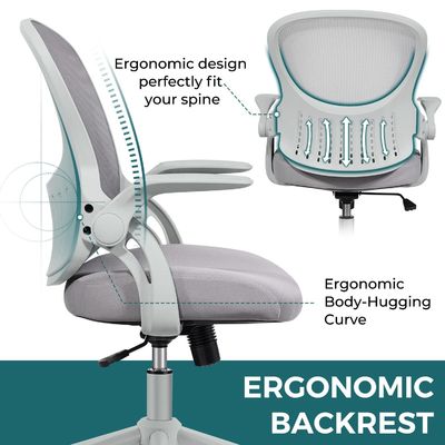 Emballage du courrier Y Chaise de bureau d'ordinateur en maille ergonomique avec support lombaire et bras pliables