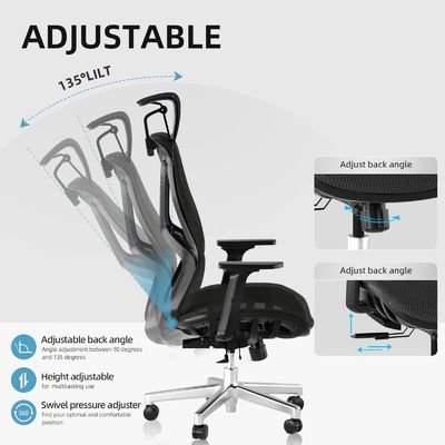 Chaise de bureau à dos haute ergonomie avec ascenseur à gaz 3 avec design de siège dynamique style moderne