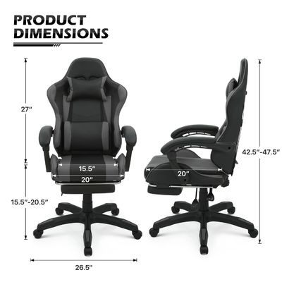 Chaise de jeu informatique personnalisée en couleur avec fonction de pivotement 360 / réglage de la hauteur / recul