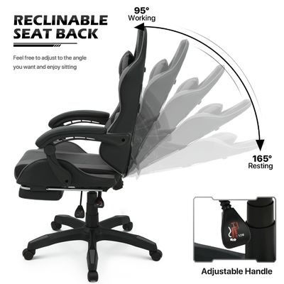 Chaise de jeu informatique personnalisée en couleur avec fonction de pivotement 360 / réglage de la hauteur / recul