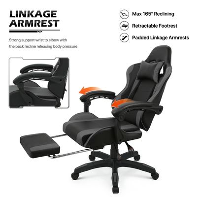 Chaise de jeu informatique personnalisée en couleur avec fonction de pivotement 360 / réglage de la hauteur / recul
