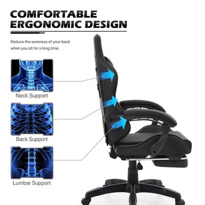 Emballage du courrier style de design moderne chaise de joueur réglable avec appuie-tête et lombaire