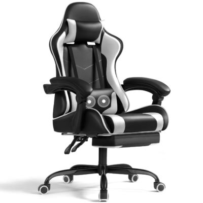 Chaise de jeu à recul à hauteur réglable avec repose-pieds et support lombaire de massage