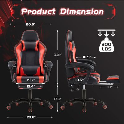 Chaise pivotante ALINUNU Chaises de jeu informatiques ergonomiques avec massage et support lombaire