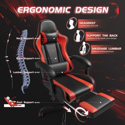 Chaise pivotante ALINUNU Chaises de jeu informatiques ergonomiques avec massage et support lombaire