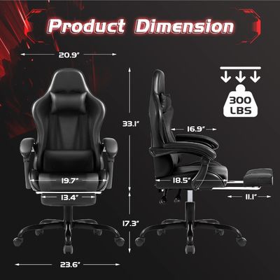 Chaise de jeu informatique ergonomique de style moderne avec repose-pieds et support lombaire de massage