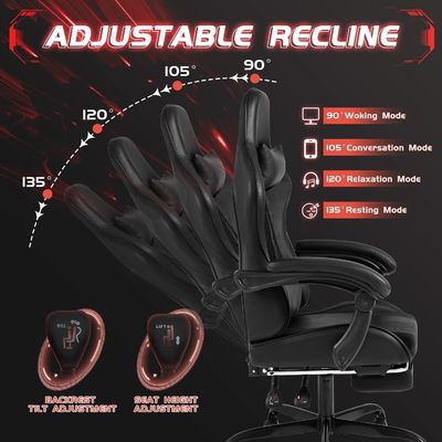 Chaise de jeu informatique ergonomique de style moderne avec repose-pieds et support lombaire de massage