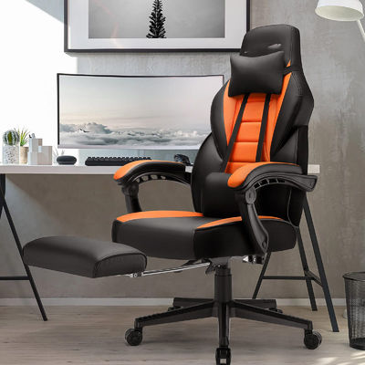 ALINUNU Chaise de jeu de style de course Chaise d'ordinateur de bureau Chaise de jeu avec repose-pieds et repose-tête