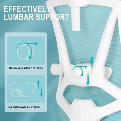 Chaise de bureau à dos haute tourne 360 avec support lombaire et repose-pieds réglables en 2D