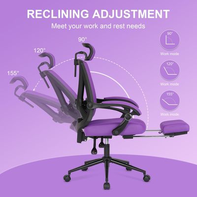Acceptable OEM ODM haute chaise de bureau arrière avec support lombaire réglable 2D et repose-pieds