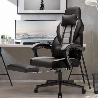 Chaise de jeu de style de course de design moderne avec repose-pieds et repose-tête de couleur personnalisée